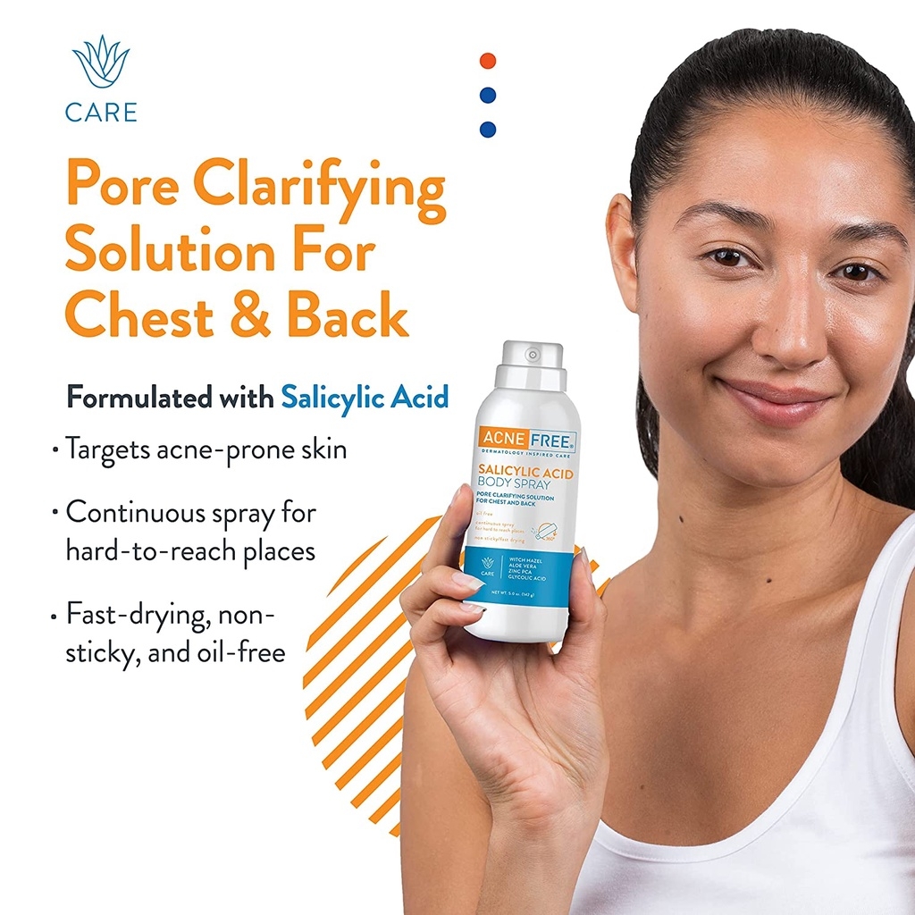 Chai xịt Acne Free Salicylic Acid Body Spray giảm mụn dành cho vùng lưng và ngực