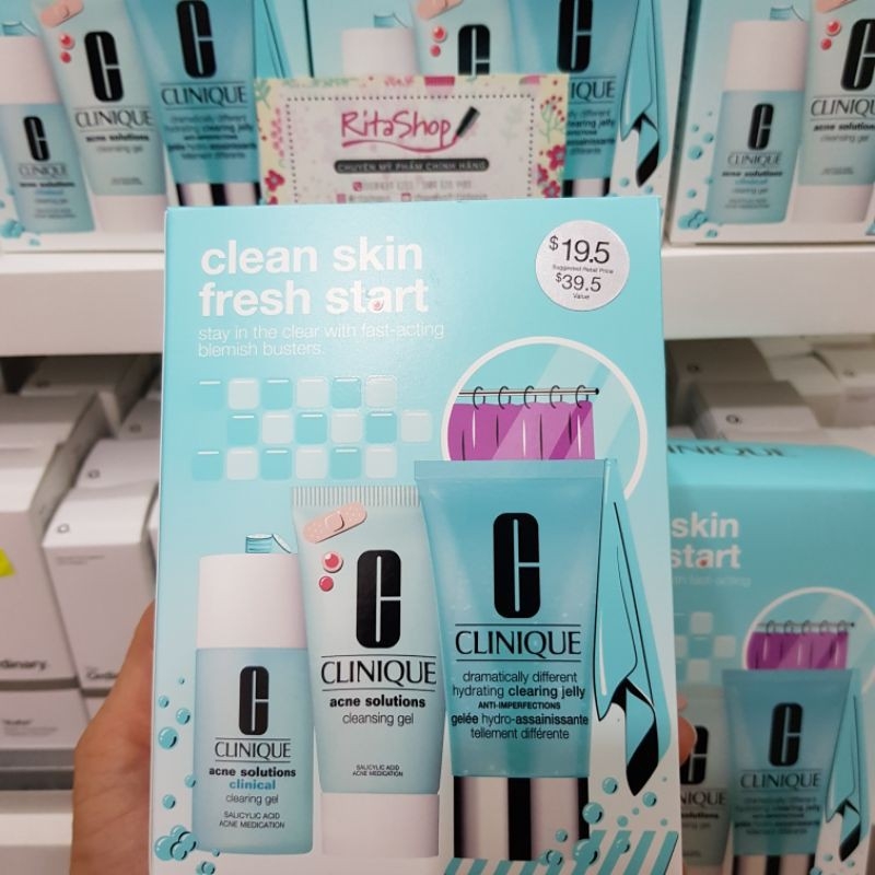Bộ đánh bay mụn Clinique Clean Skin Fresh Start