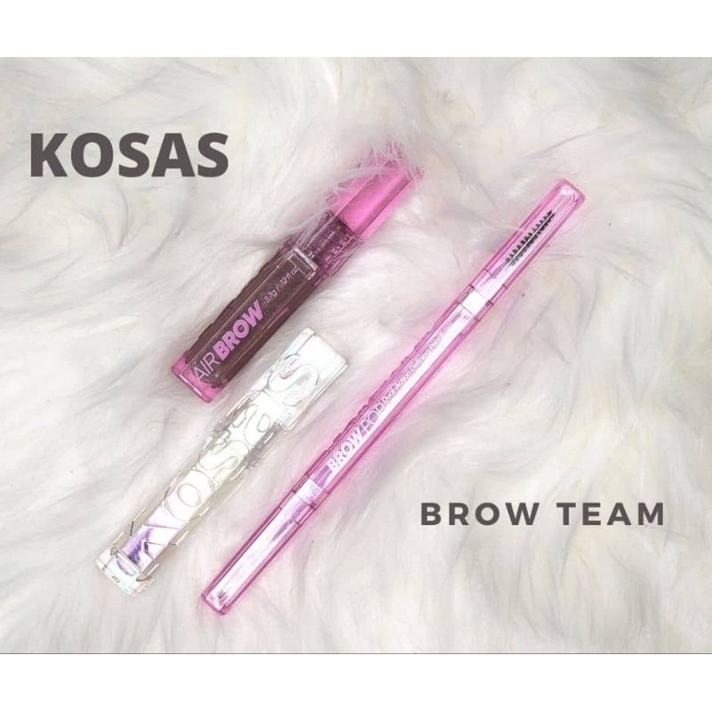 Set kẻ chân mày full size Kosas Brow Team Eyebrow Pencil + Eyebrow Gel Trio Set