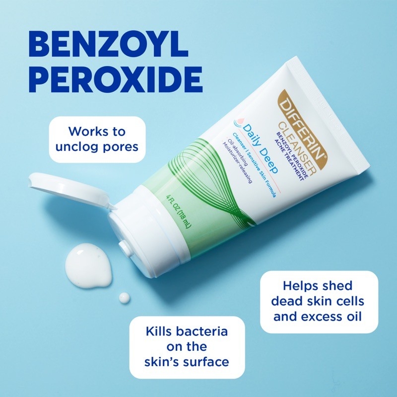 Sữa rửa mặt giảm mụn Differin Daily Deep Cleanser 5% Benzoyl Peroxide 118ml