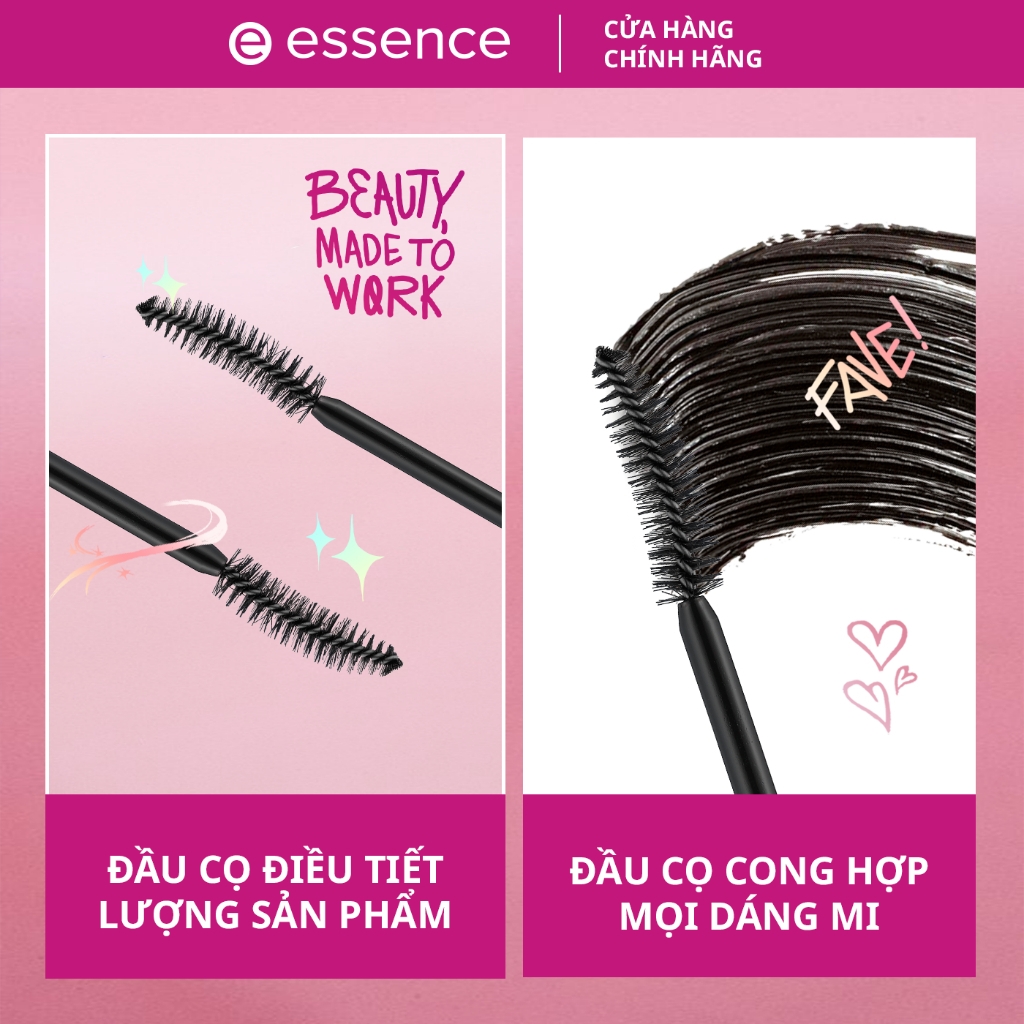 Mascara Essence Lash Goals Volume Curl Waterproof chuốt mi làm dài và làm dày mi không gây bết dính 7,5ml