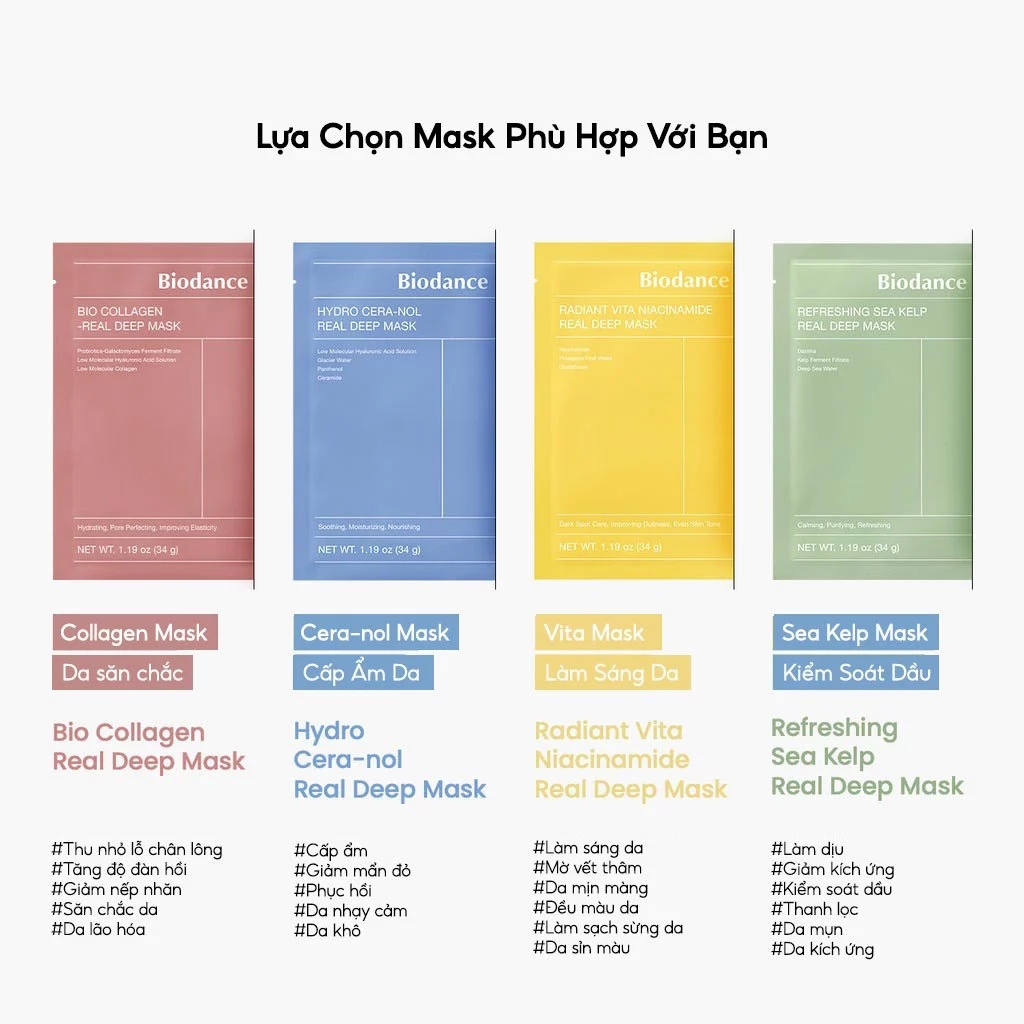 Hộp 4 Mặt Nạ Thạch Biodance - Sea Kelp