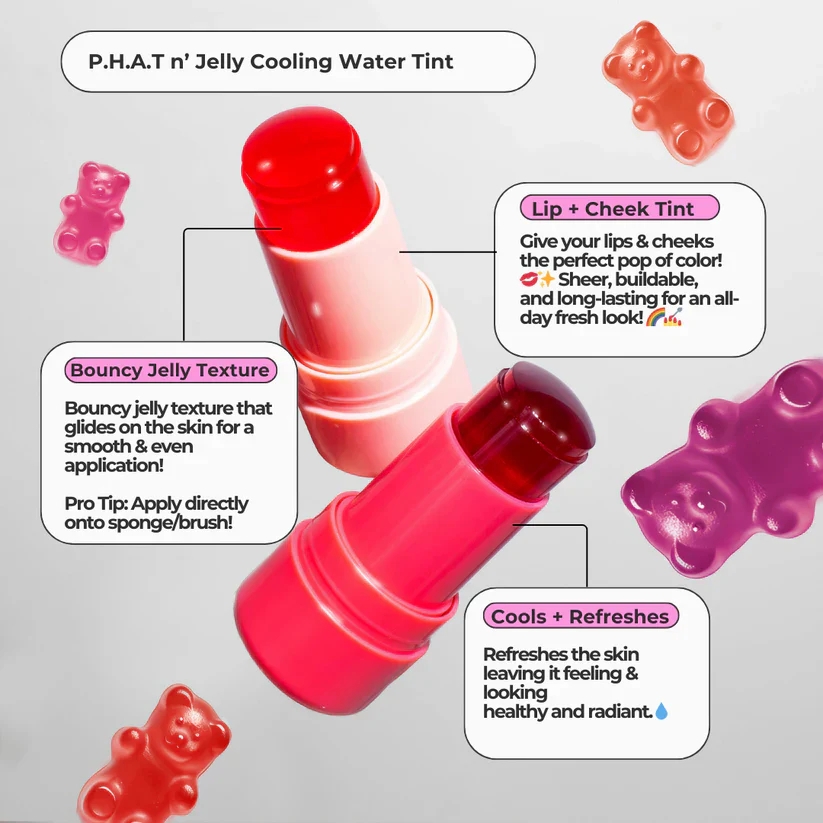 Má hồng + son tint Italia Deluxe P.H.A.T N' Jelly Cooling Water Tint 7g
