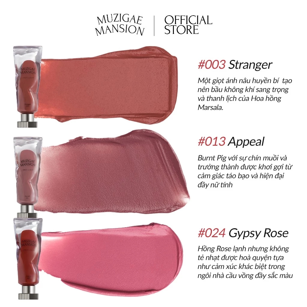 Son Kem Thuần Chay Muzigae MansIon Objet Liquid Chính Hãng, Mịn Lì Lâu Trôi 6ml