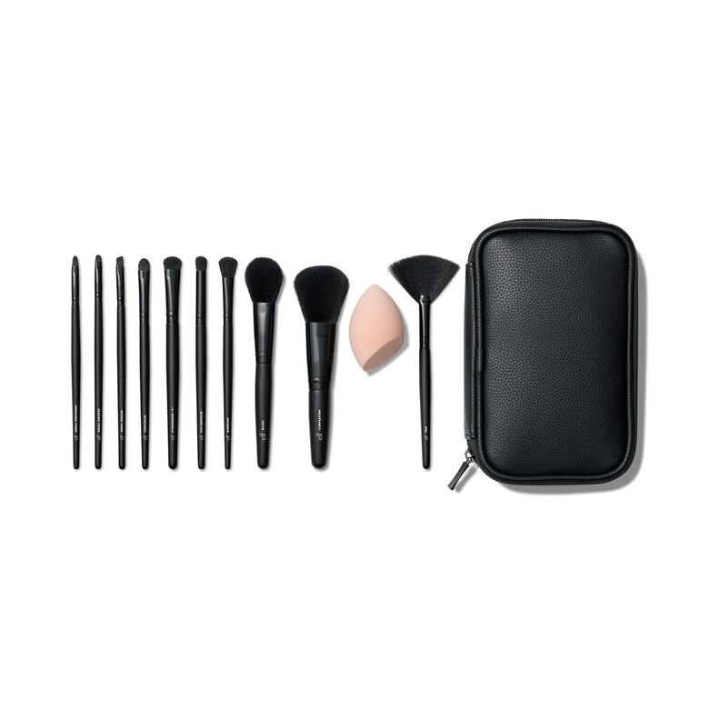 Bộ 10 cây cọ ELF Full Face & Eye Makeup Brush Set kèm túi và bông mút