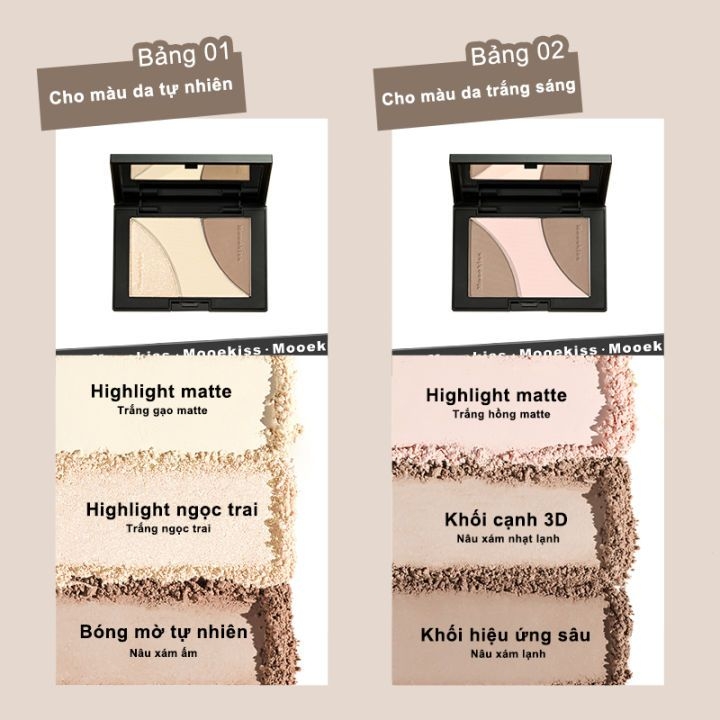 Bảng phấn tạo khối bắt sáng Mooekiss 9g