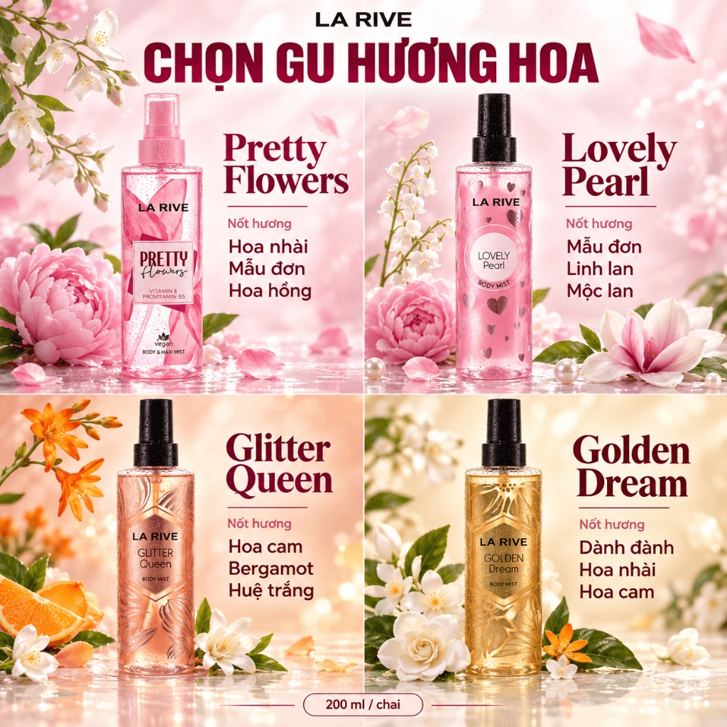 Xịt Thơm Tóc và Cơ Thể La Rive Hair & Body Mist 200ml