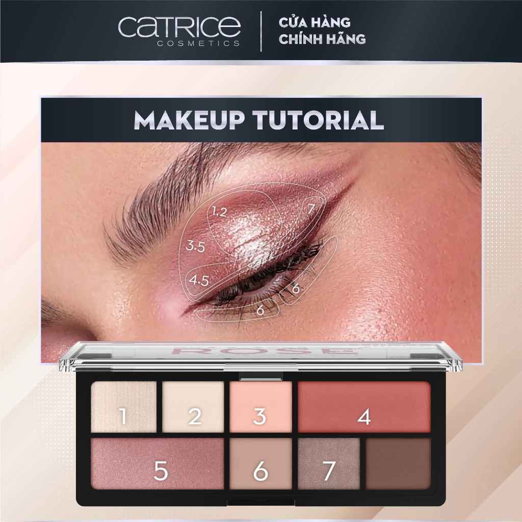 Bảng phấn mắt Catrice The Electric Rose Eyeshadow Palette 8 màu chất phấn mịn dễ tán màu chuẩn 9g