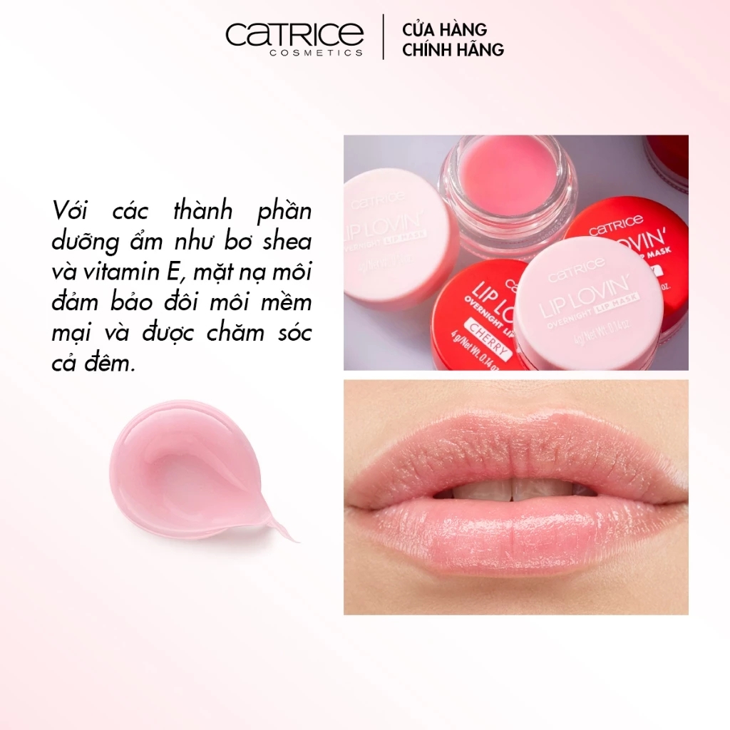 Mặt nạ ngủ môi Catrice Lip Lovin' Overnight Lip Mask dưỡng ẩm mềm mại cải thiện sắc tố 4g