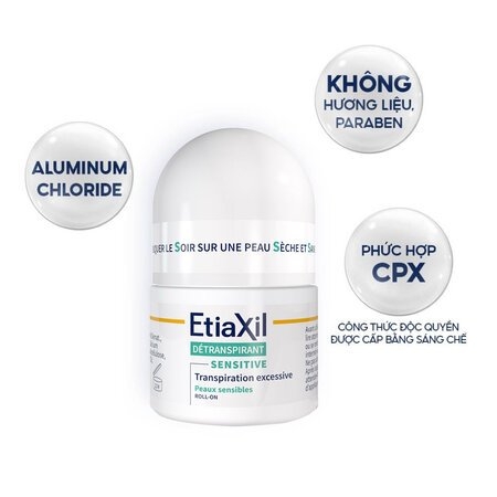 Lăn khử mùi và ngăn mồ hôi Etiaxil Roll-On Deodorant 15ml