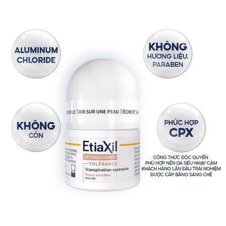 Lăn khử mùi và ngăn mồ hôi Etiaxil Roll-On Deodorant 15ml