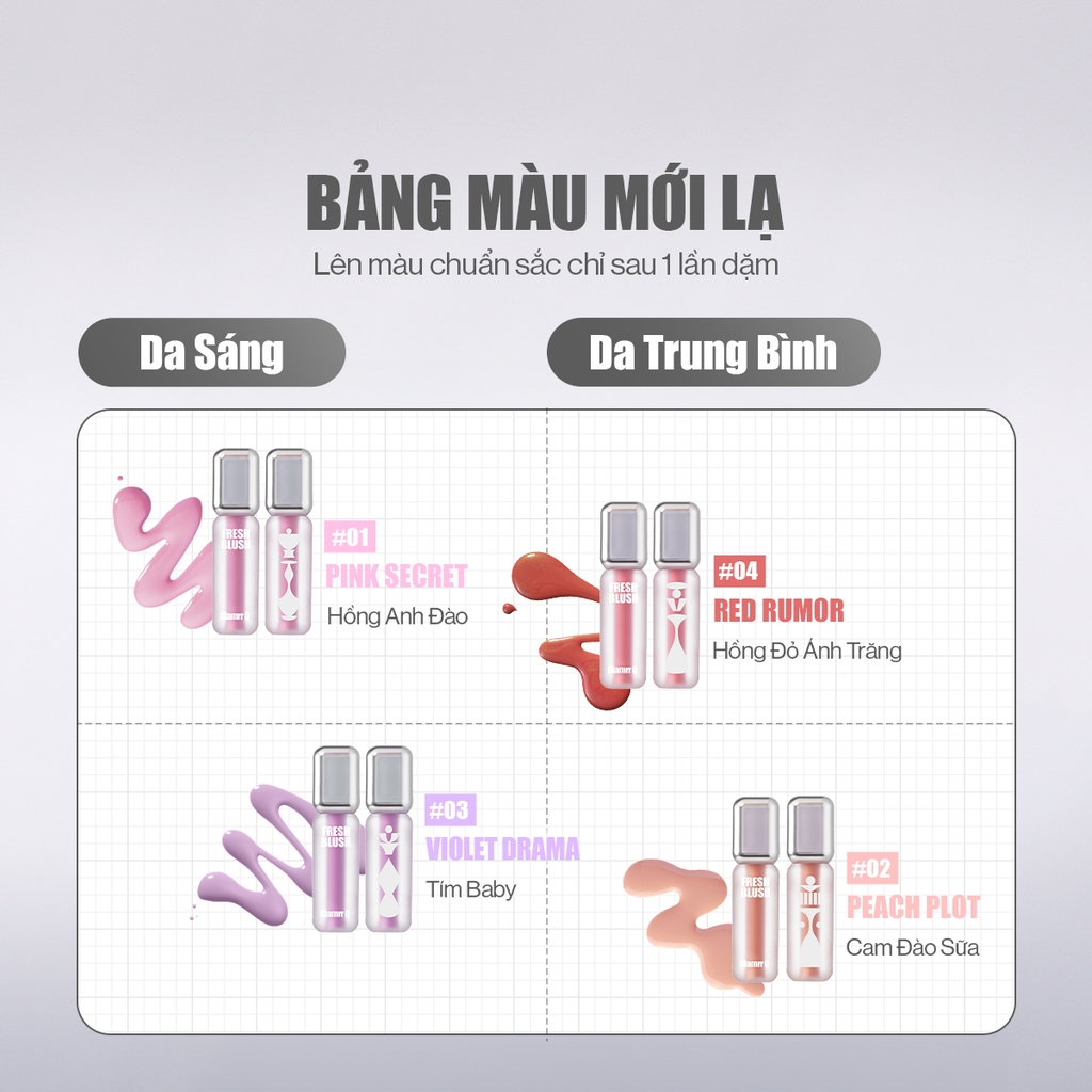 Má Hồng Kem Căng Bóng Glamrr Q Glow Lasting Fresh Blush 3.8g