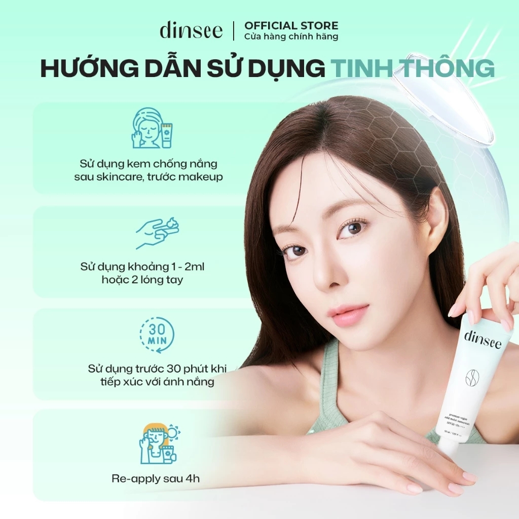 Kem chống nắng vật lý thuần chay Dinsee cho da dầu mụn nhạy cảm Premium Vegan Mild Moist Sunscreen SPF50+ PA++++ 50ml
