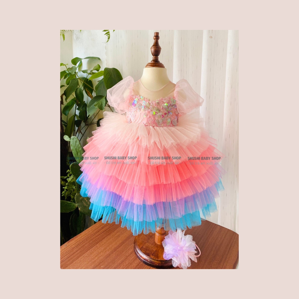 Ngày thiếu nhi Cầu vồng Công chúa Váy sequin Đầm xòe đầy màu sắc Mẫu giáo  Khiêu vũ Trang phục truyền thống của Rainbow - Trang phục | Lumtics |  Lumtics -