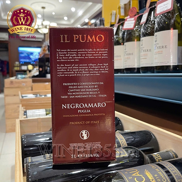 Rượu Vang Bịch IL Pumo Negroamaro BIB 3L