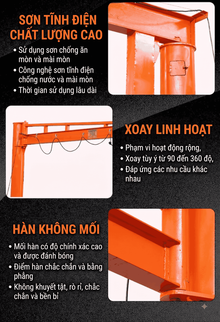 Cần cẩu dạng cột, thang nâng mini xoay điện, cần cẩu gắn tường một tay, có thể tùy chỉnh
