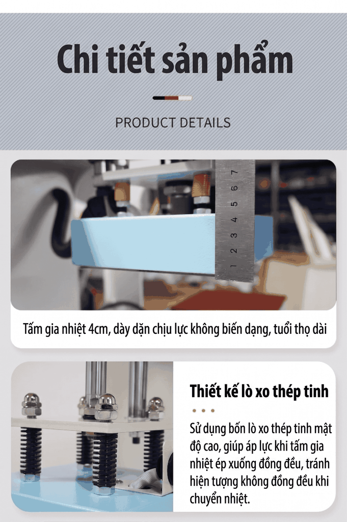 Máy Ép Nhiệt Khí Nén Tự Động Một Trạm Mini Ép Logo, Nhãn Cổ, Tem Vải, Chuyển Nhiệt Áo Thun