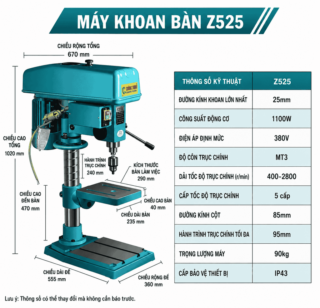Máy Khoan Bàn 220V Công Suất Cao – Khoan Phay Taro Đa Năng