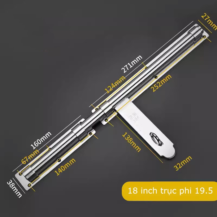 Chốt Khóa Cửa Inox 304 Dài 6 inch, 8 inch, 10 inch, 12 inch, 14 inch, 16 inch, 18 inch, 20 inch