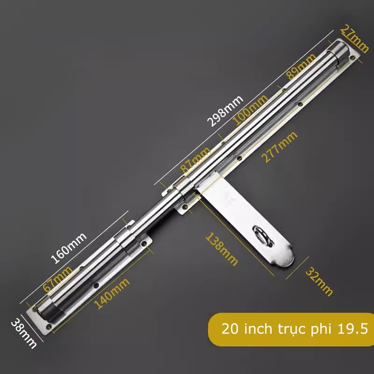 Chốt Khóa Cửa Inox 304 Dài 6 inch, 8 inch, 10 inch, 12 inch, 14 inch, 16 inch, 18 inch, 20 inch