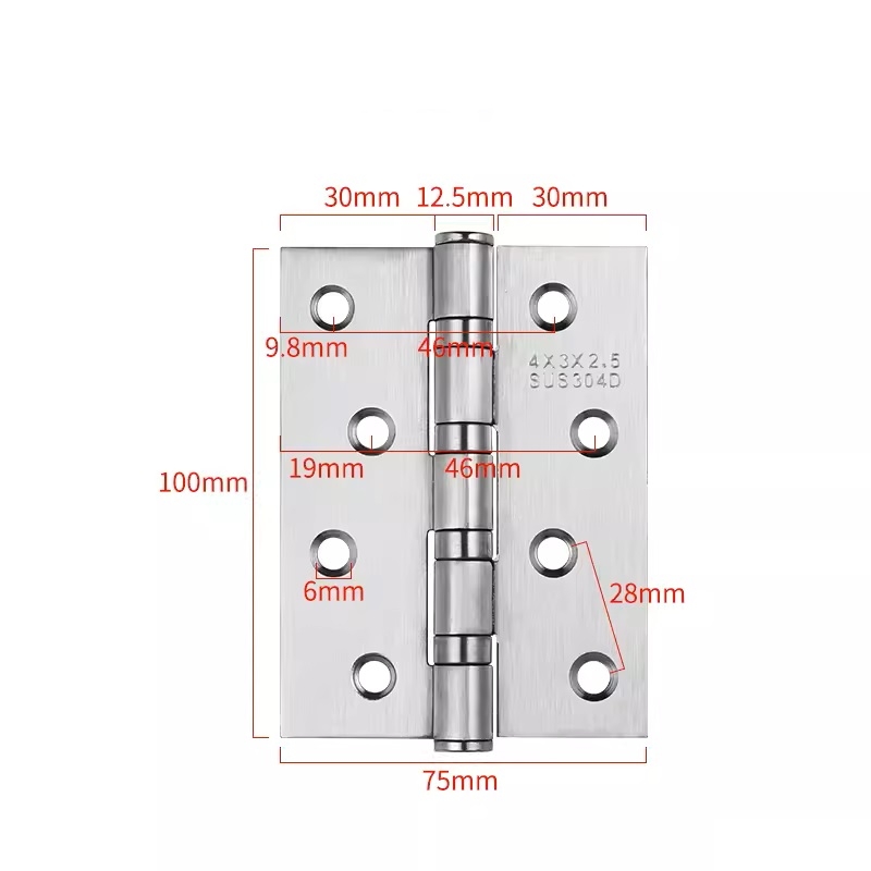 Bản lề inox 304 kích thước 70*100 Dầy 1,6mm, 2,1mm, 3mm