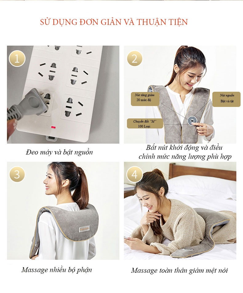 Máy massage đấm bóp thư giãn cổ vai gáy lưng eo cao cấp - hàng chính hãng