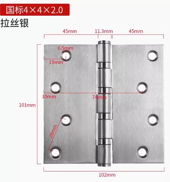 Bản lề inox 304 kích thước 70*100 Dầy 1,6mm, 2,1mm, 3mm