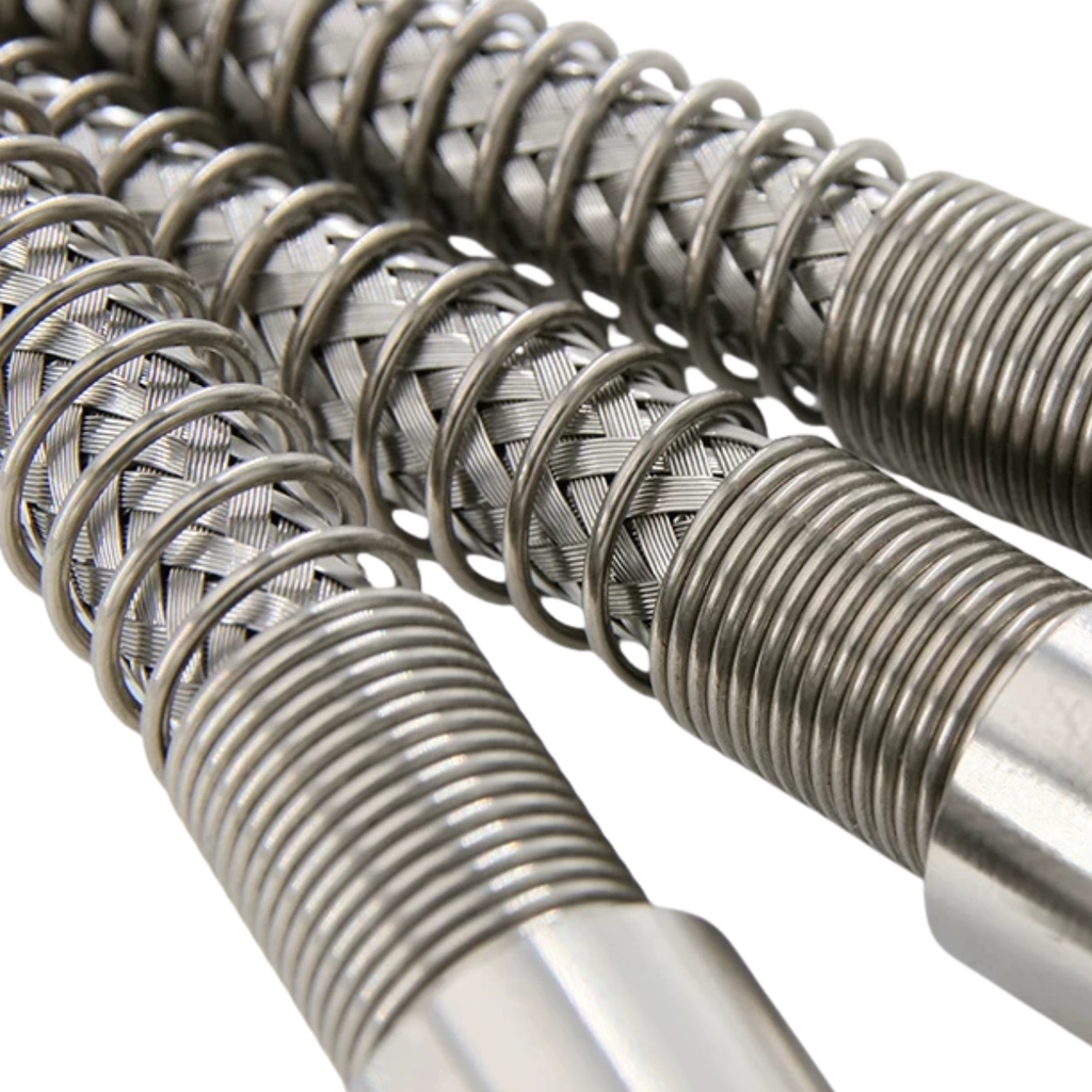 Ống Mềm Inox 316 Chịu Áp Suất Cao Ren Trong NPT 1/4 Inch Dạng Lò Xo Bện, Có Gờ