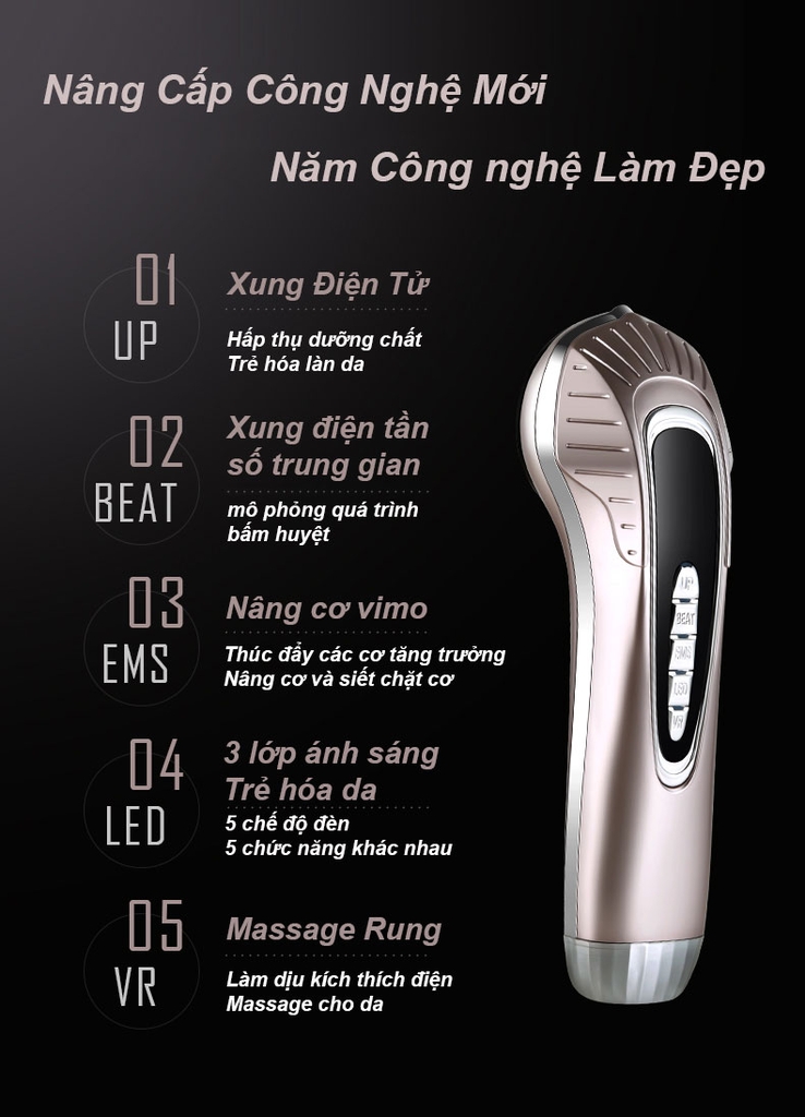 Máy massage mặt thẩm mý viện spa toàn thân giúp thon gọn cơ thể 5 chức năng cao cấp KD9907