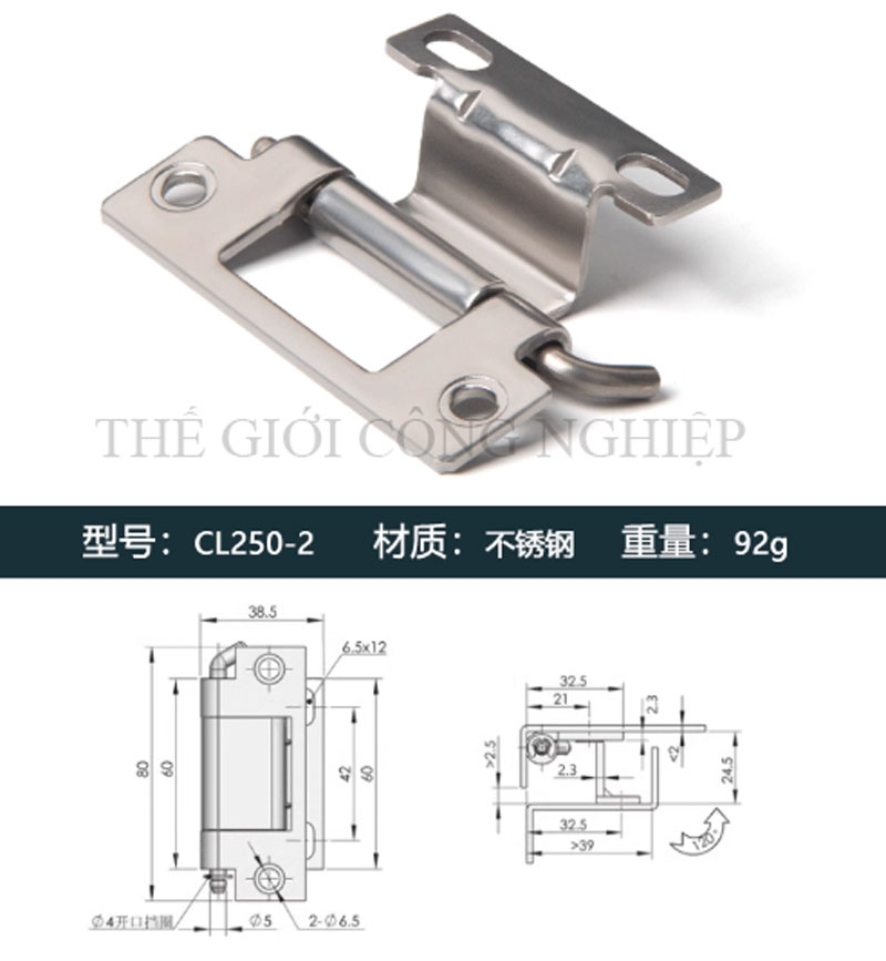Bản lề CL250-1-2-3-4 inox tháo lắp – Bản lề cửa tủ điện, tủ điều khiển
