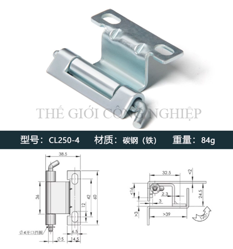 Bản lề CL250-1-2-3-4 inox tháo lắp – Bản lề cửa tủ điện, tủ điều khiển