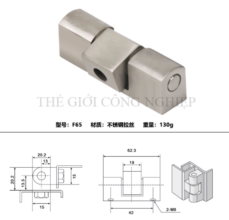 Bản lề F45 inox cho tủ điện, tủ điều khiển – Bản lề trục xoay inox