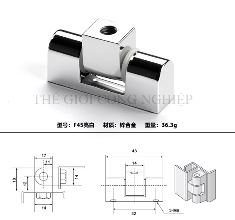 Bản lề F45 inox cho tủ điện, tủ điều khiển – Bản lề trục xoay inox