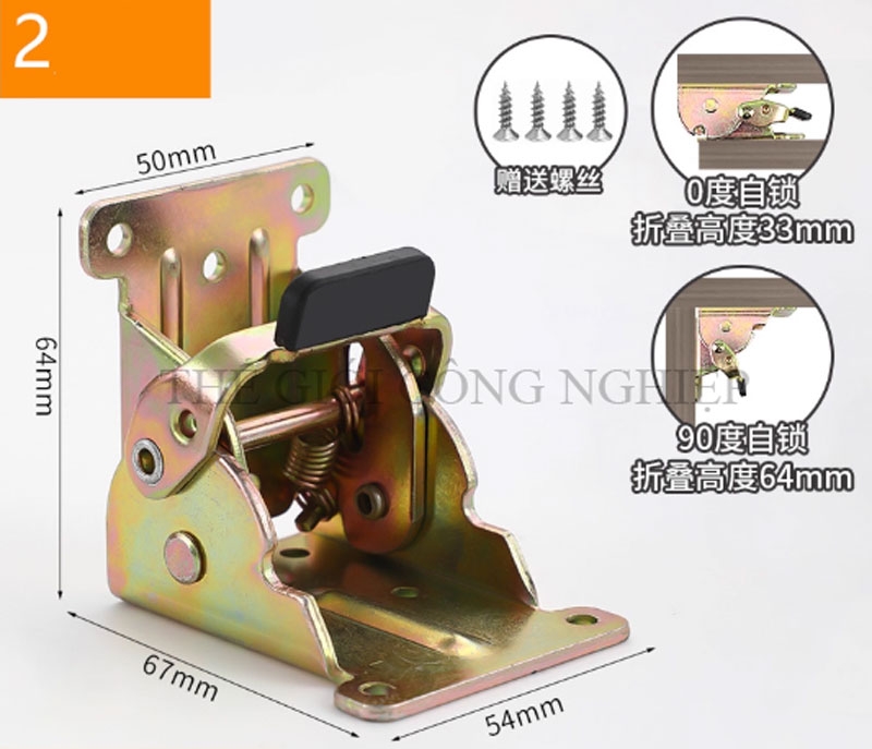 Bản lề gập tự khóa 0°/90°/180° – Phụ kiện gấp hạ bàn, bàn trà, bản lề gập cố định cho đồ nội thất