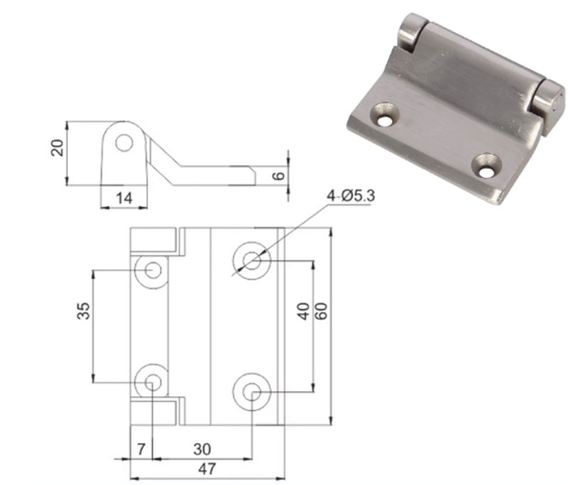 Bản lề phẳng cửa kho lạnh 1800 – inox, bản lề tủ hấp, lò nướng, máy sấy công nghiệp