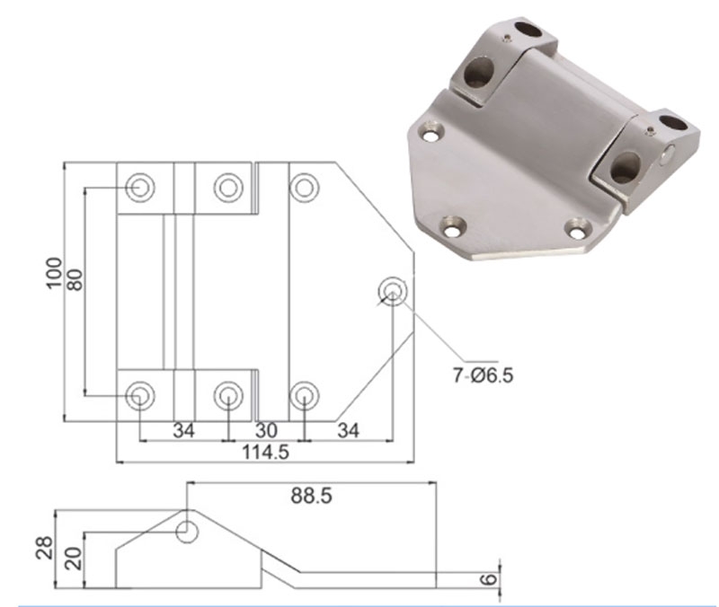Bản lề phẳng cửa kho lạnh 1800 – inox, bản lề tủ hấp, lò nướng, máy sấy công nghiệp