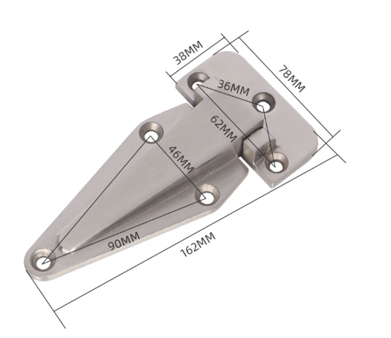 Bản lề phẳng cửa kho lạnh 1800 – inox, bản lề tủ hấp, lò nướng, máy sấy công nghiệp