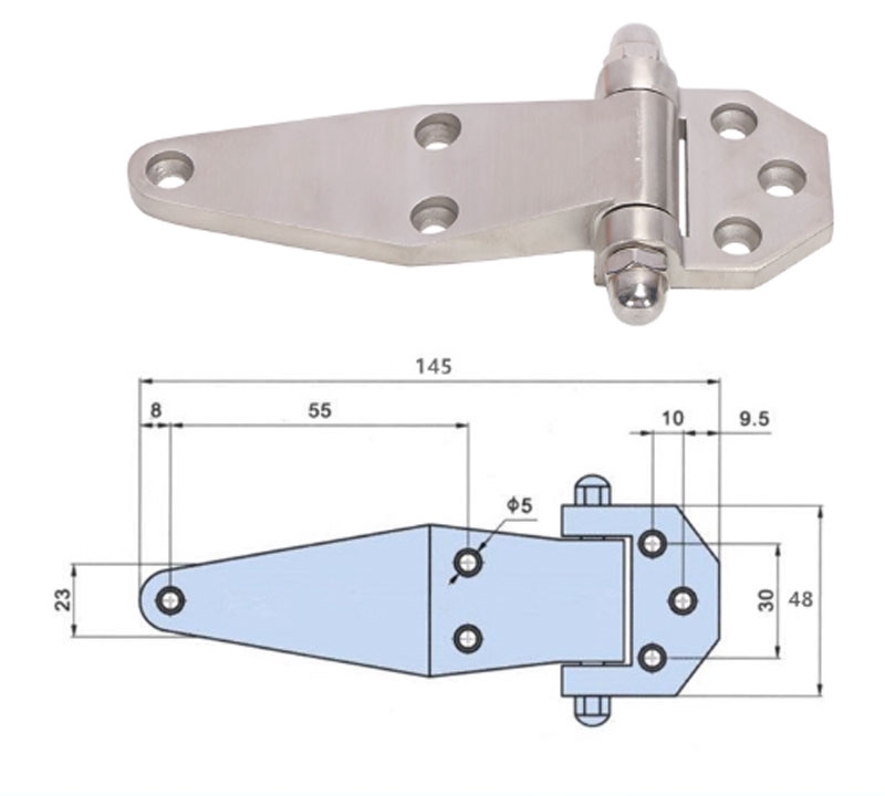 Bản lề phẳng cửa kho lạnh 1800 – inox, bản lề tủ hấp, lò nướng, máy sấy công nghiệp