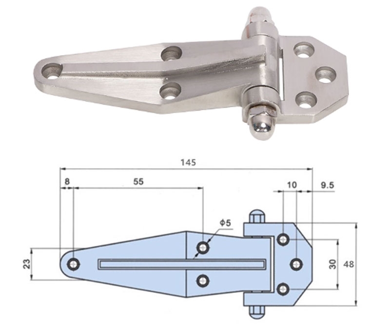 Bản lề phẳng cửa kho lạnh 1800 – inox, bản lề tủ hấp, lò nướng, máy sấy công nghiệp