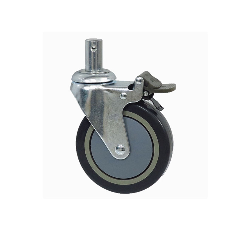 Bánh xe y tế 5 inch trục cắm Ø22–28 – bánh xe giảm tiếng ồn có phanh