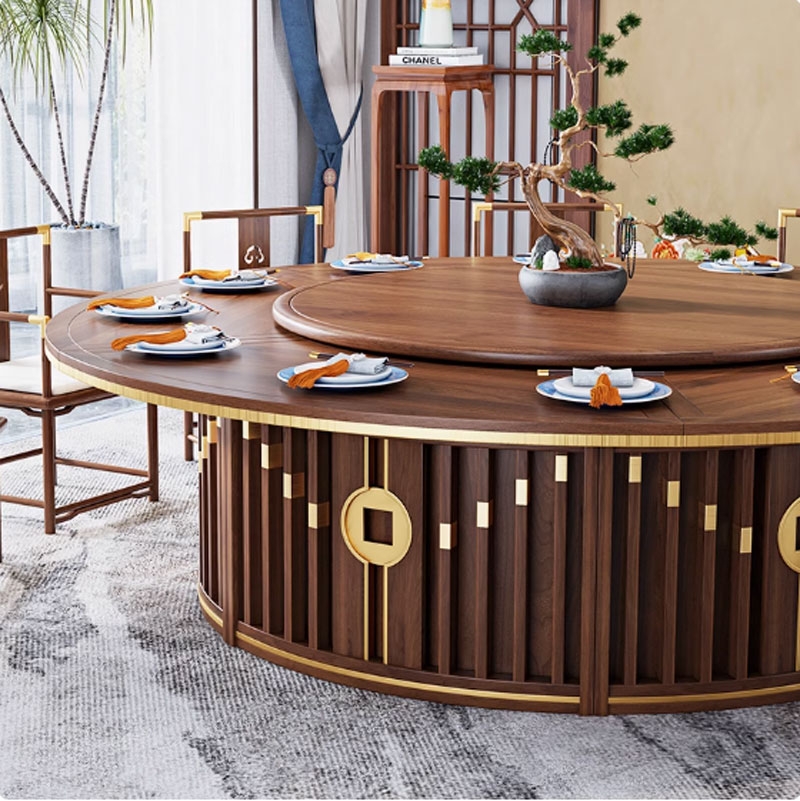 Bộ bàn ăn mâm xoay điện tự động cao cấp mẫu BA10