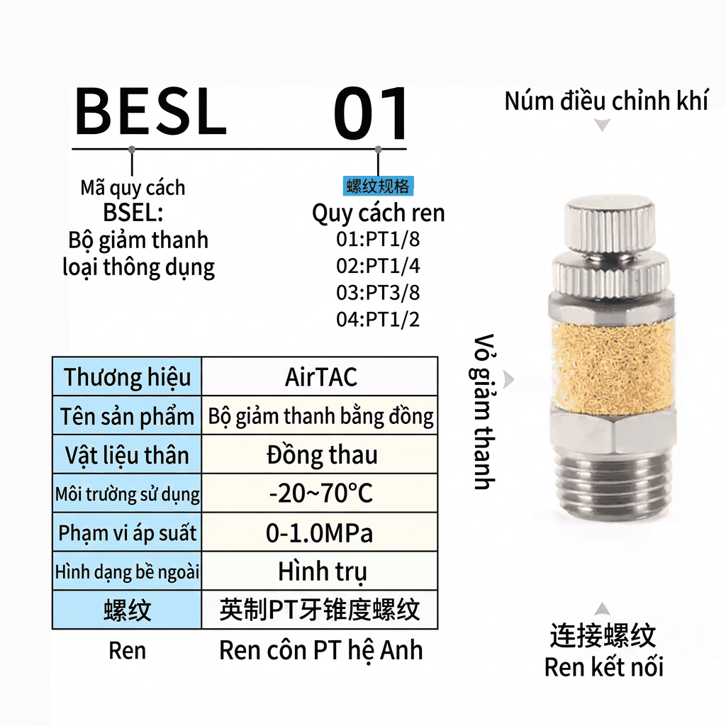 Bộ Giảm Âm Khí Nén BESL/BSL M5-01-04