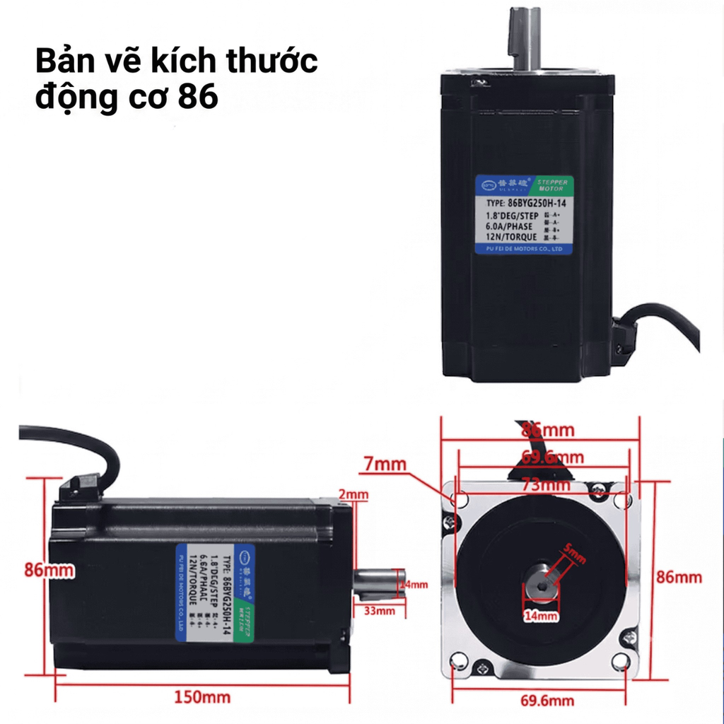 Bộ Kit 86 Động Cơ Bước 86BYG250H 4.5N/8.5N/12N Bộ Điều Khiển DMA860H
