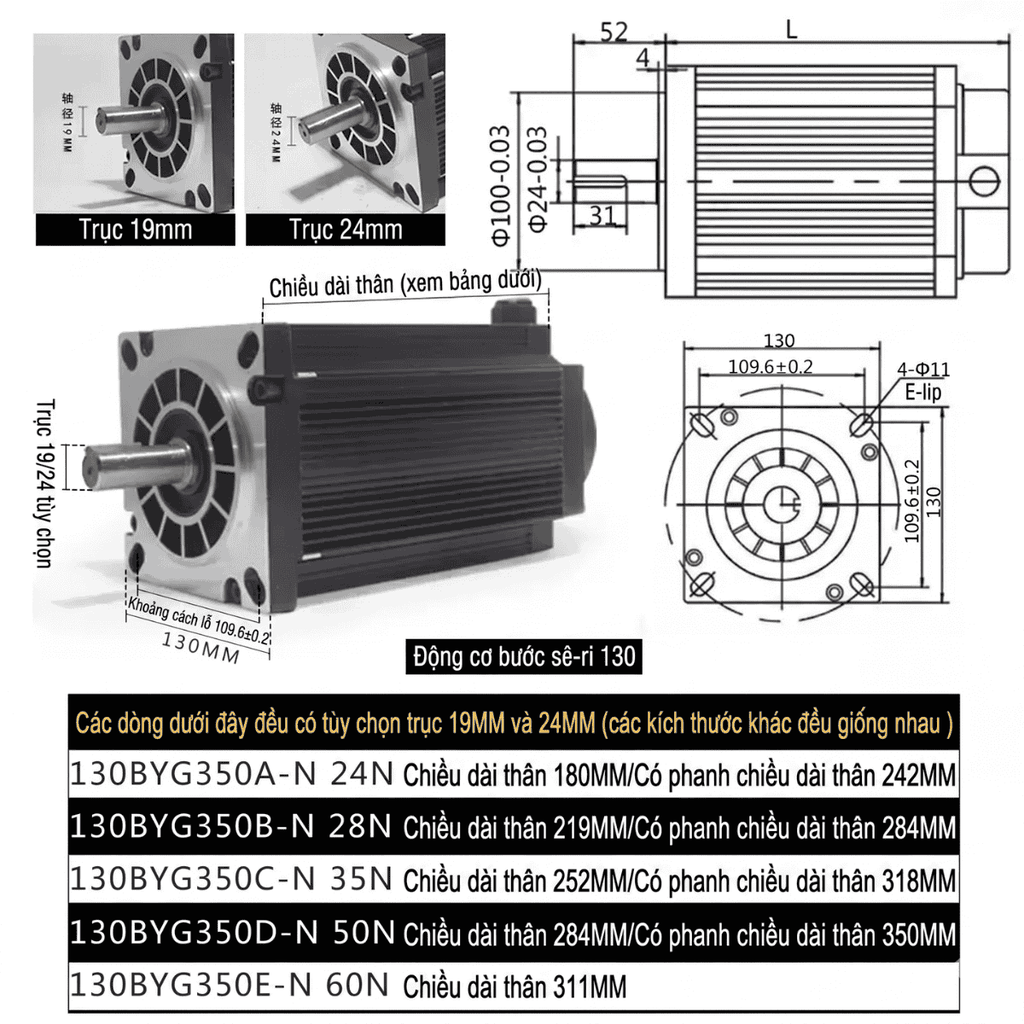Bộ Kit Động Cơ Bước 130 Mô – men Xoắn 24N/28N/35N/50N/60N Gói 3ND2283, 10A
