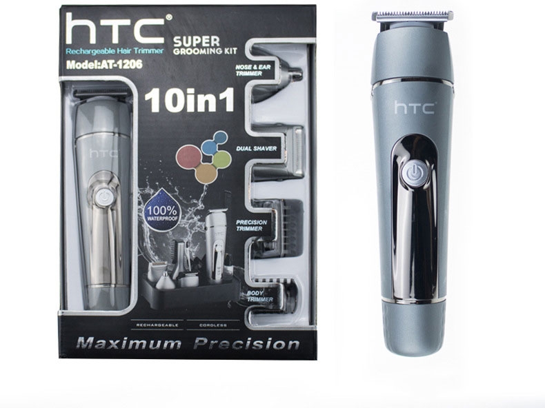 Bộ tông đơ cắt tóc, cạo râu, cạo lông, đa năng 5 in 1 chống nước toàn thân AT1206