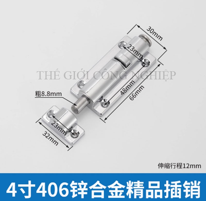 Chốt cửa nút nhấn tự động bật, hợp kim kẽm – loại 3 inch, 4 inch, khóa chống trộm, chốt lò xo inox 304