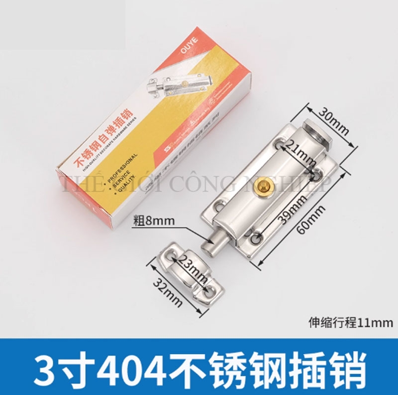 Chốt cửa nút nhấn tự động bật, hợp kim kẽm – loại 3 inch, 4 inch, khóa chống trộm, chốt lò xo inox 304