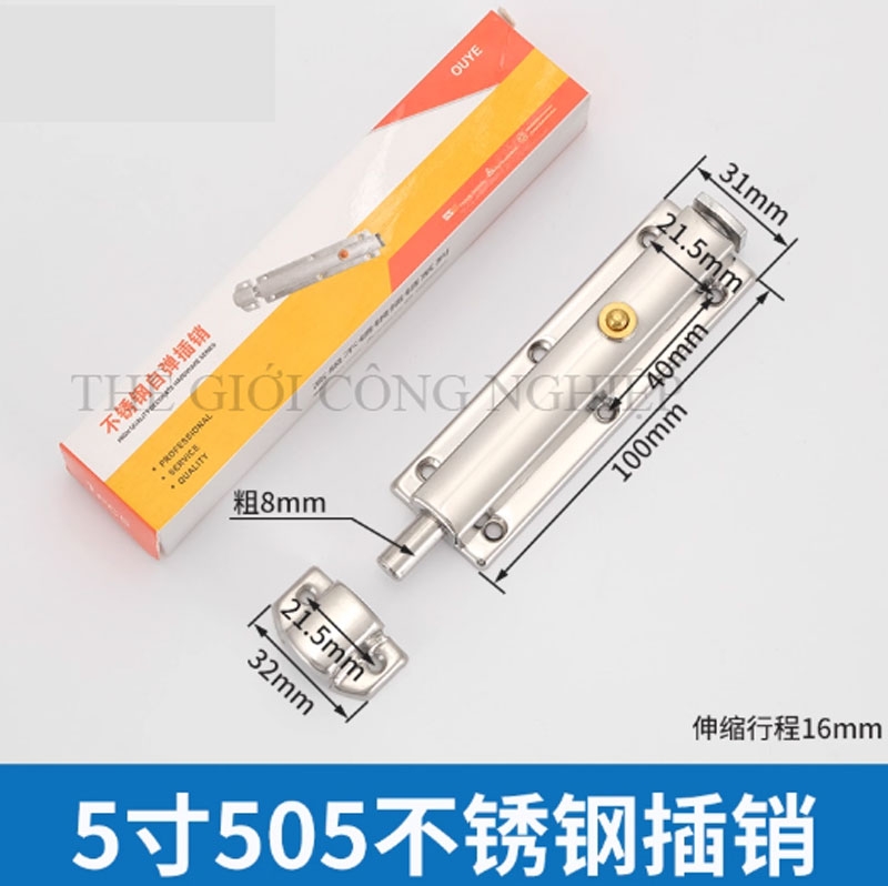 Chốt cửa nút nhấn tự động bật, hợp kim kẽm – loại 3 inch, 4 inch, khóa chống trộm, chốt lò xo inox 304