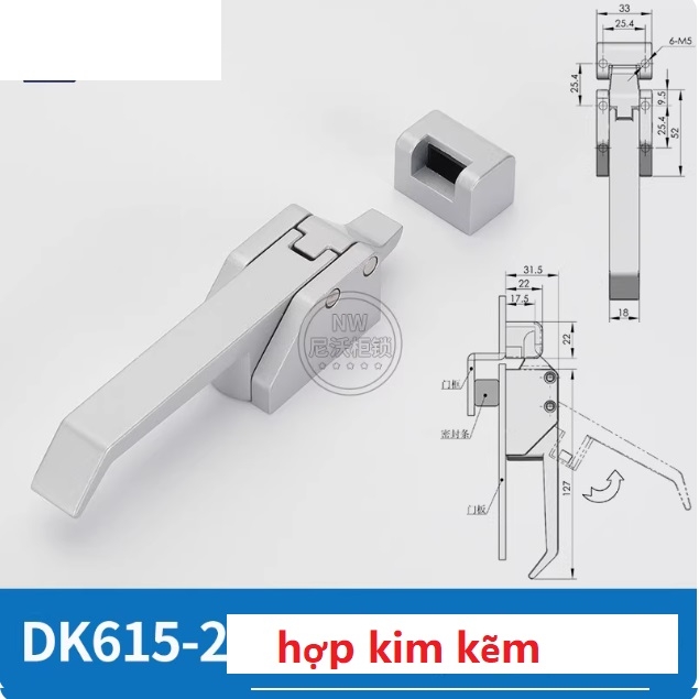 Khóa Tay Kéo DK615/618 – Hợp Kim Kẽm, Dạng Vuông, Tay Nắm Cửa Tủ Đông Công Nghiệp/Thiết Bị Lạnh