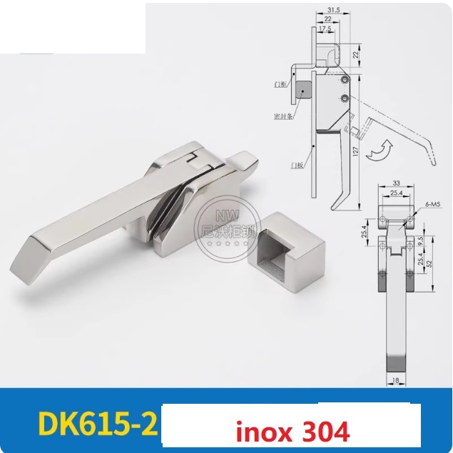 Khóa Tay Kéo DK615/618 – Hợp Kim Kẽm, Dạng Vuông, Tay Nắm Cửa Tủ Đông Công Nghiệp/Thiết Bị Lạnh